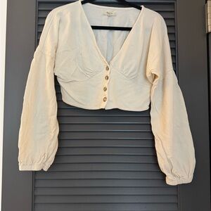 Cream Button-Up Women's Crop Top
